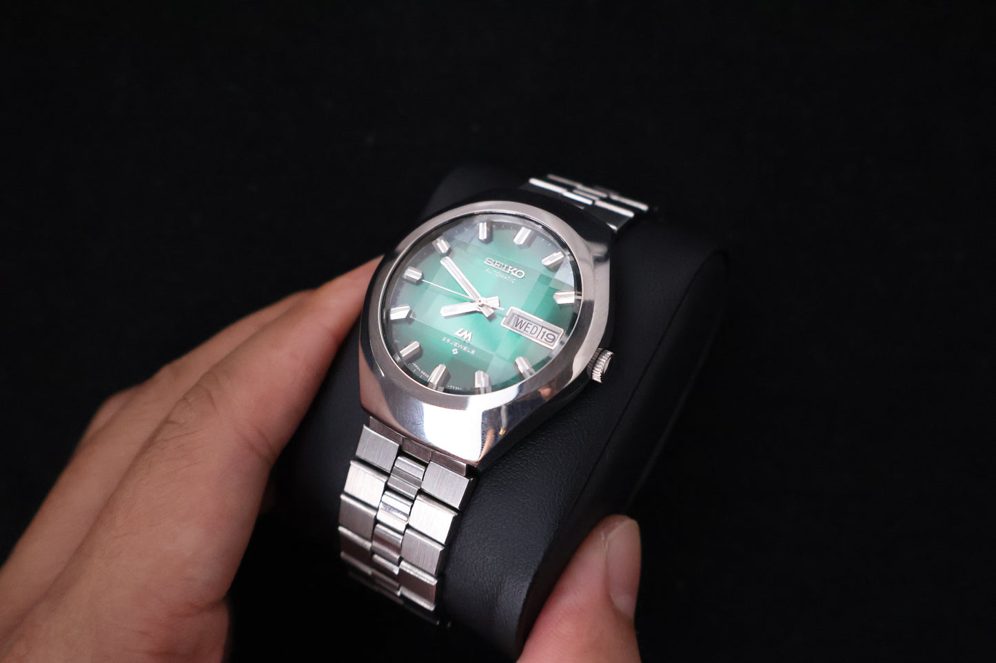 (SERVICED) Rare Vintage 1974 Seiko Lord Matic Emerald Faceted 23 Jewels 5606-7360