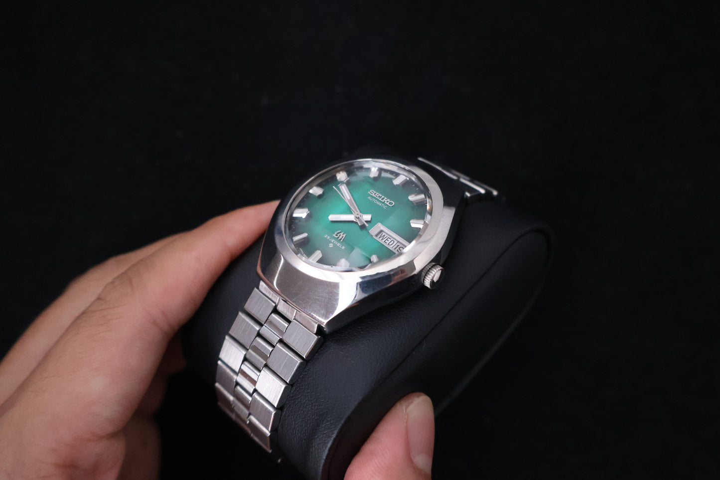 (SERVICED) Rare Vintage 1974 Seiko Lord Matic Emerald Faceted 23 Jewels 5606-7360