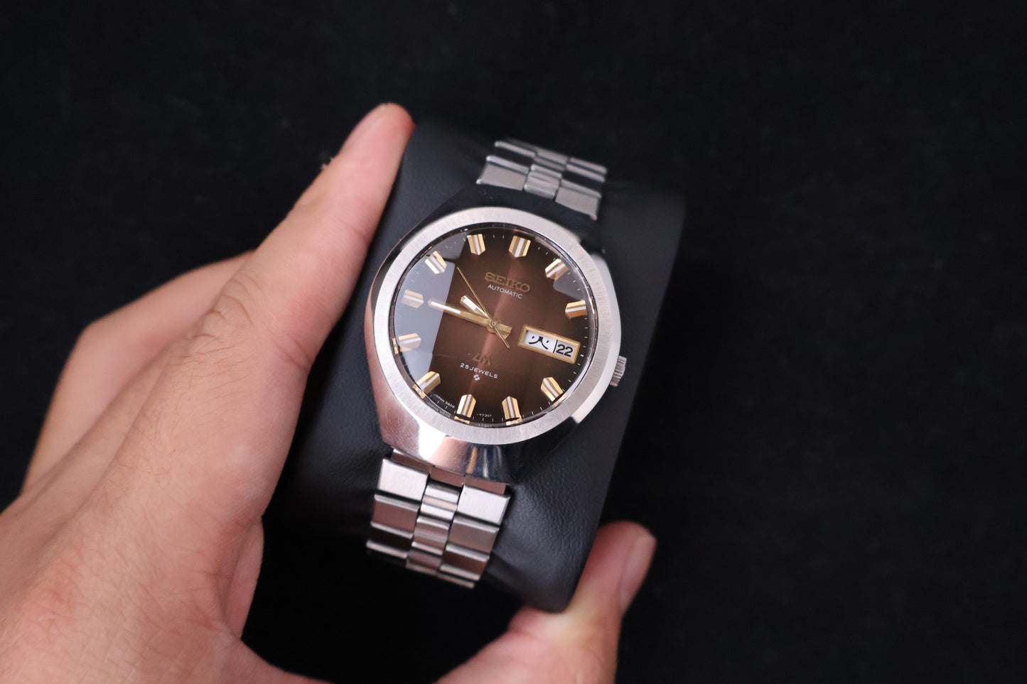 (SERVICED) Rare Vintage 1974 Seiko Lord Matic Brown Faceted 23 Jewels 5606-7360