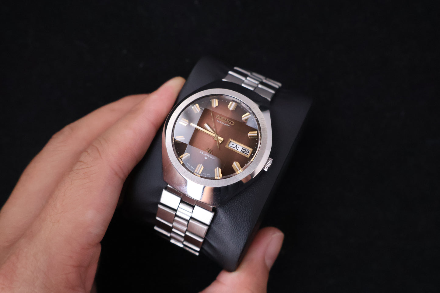 (SERVICED) Rare Vintage 1974 Seiko Lord Matic Brown Faceted 23 Jewels 5606-7360