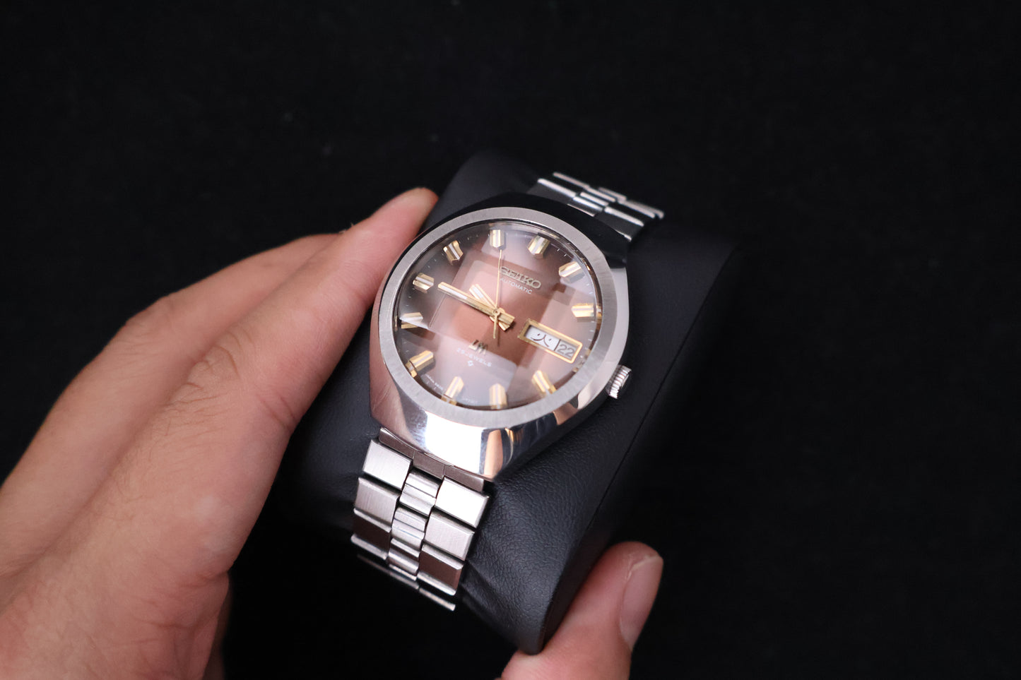 (SERVICED) Rare Vintage 1974 Seiko Lord Matic Brown Faceted 23 Jewels 5606-7360
