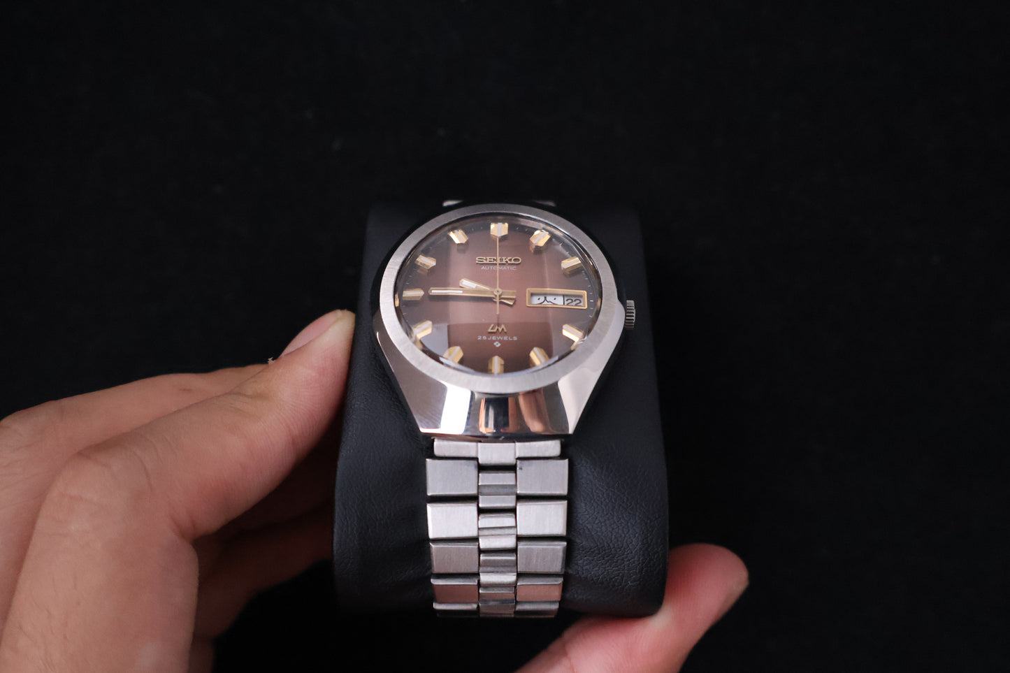 (SERVICED) Rare Vintage 1974 Seiko Lord Matic Brown Faceted 23 Jewels 5606-7360