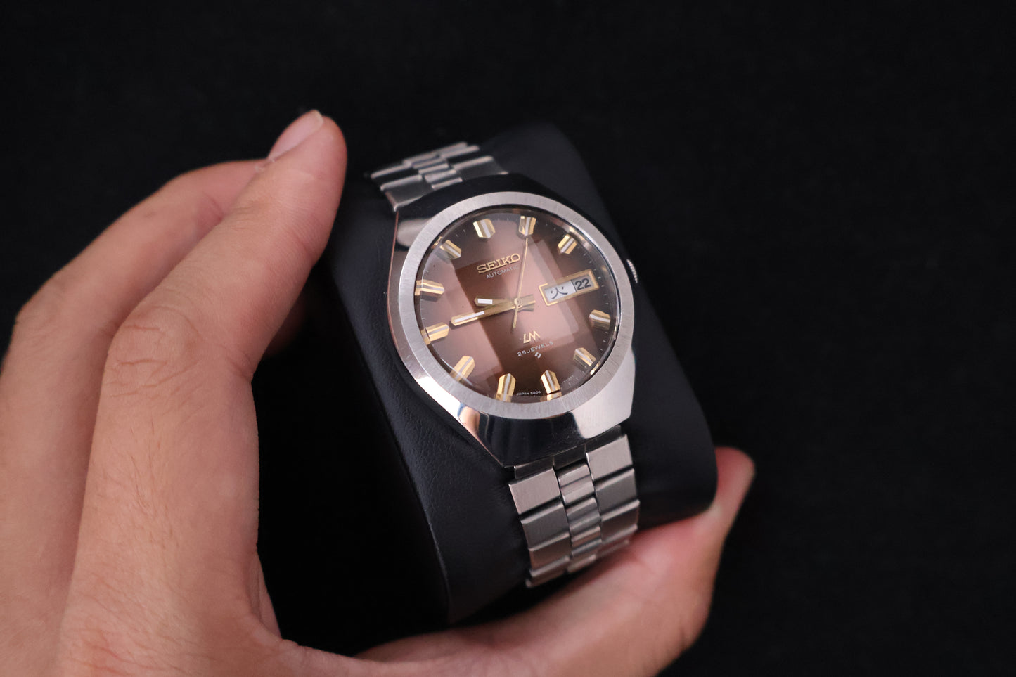 (SERVICED) Rare Vintage 1974 Seiko Lord Matic Brown Faceted 23 Jewels 5606-7360