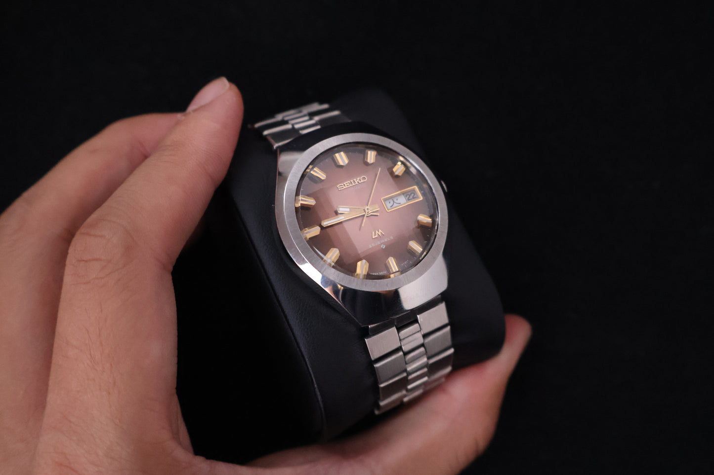 (SERVICED) Rare Vintage 1974 Seiko Lord Matic Brown Faceted 23 Jewels 5606-7360