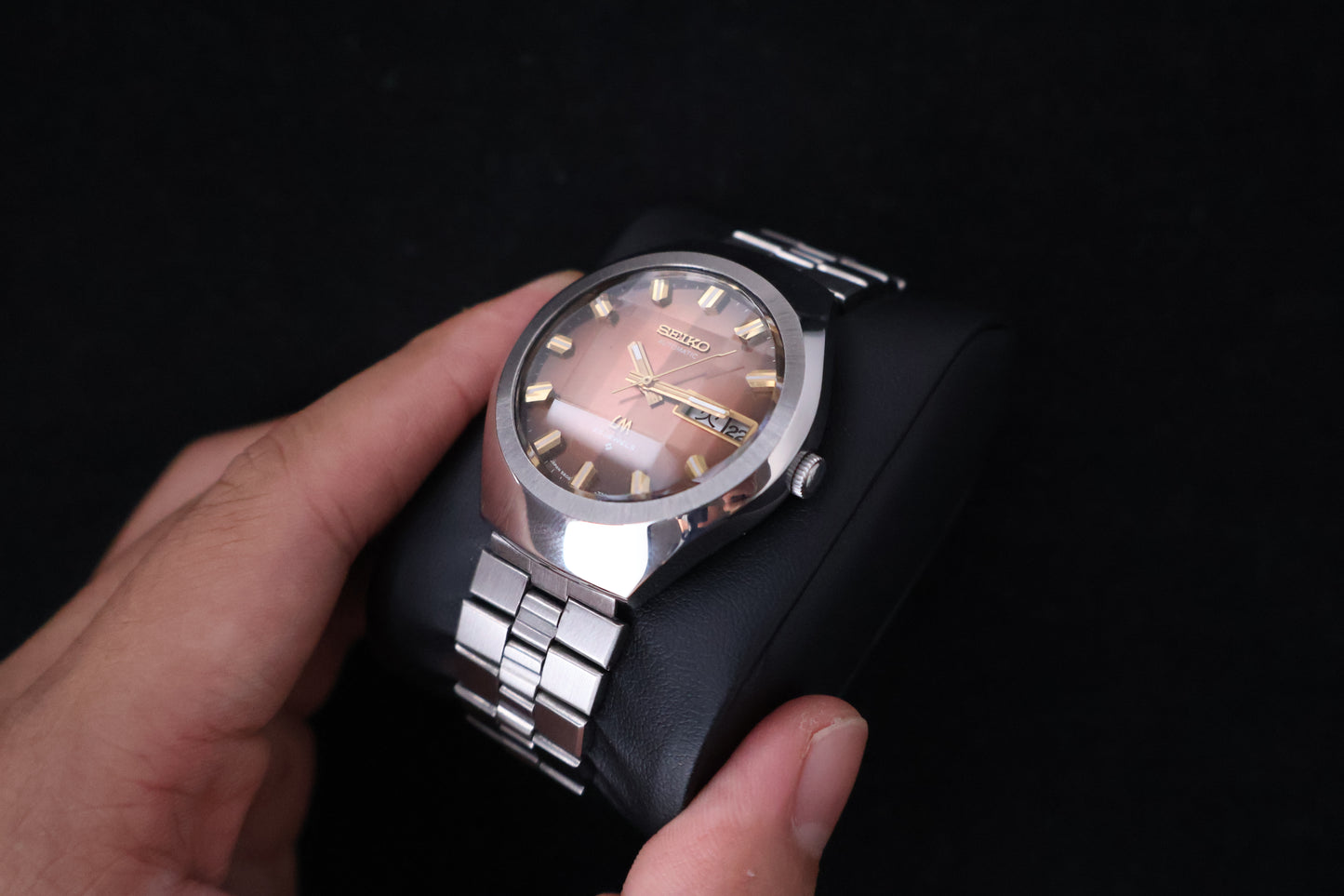 (SERVICED) Rare Vintage 1974 Seiko Lord Matic Brown Faceted 23 Jewels 5606-7360