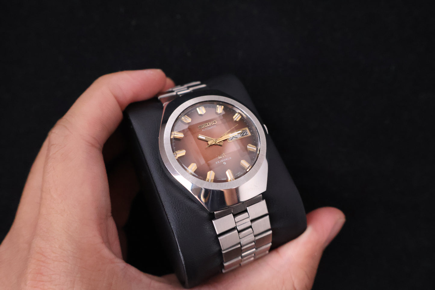(SERVICED) Rare Vintage 1974 Seiko Lord Matic Brown Faceted 23 Jewels 5606-7360