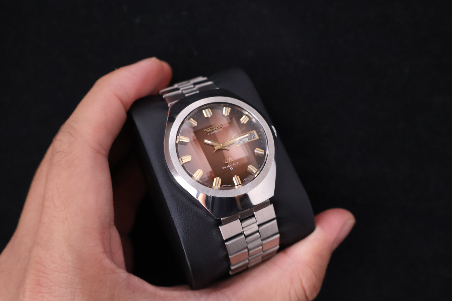 (SERVICED) Rare Vintage 1974 Seiko Lord Matic Brown Faceted 23 Jewels 5606-7360
