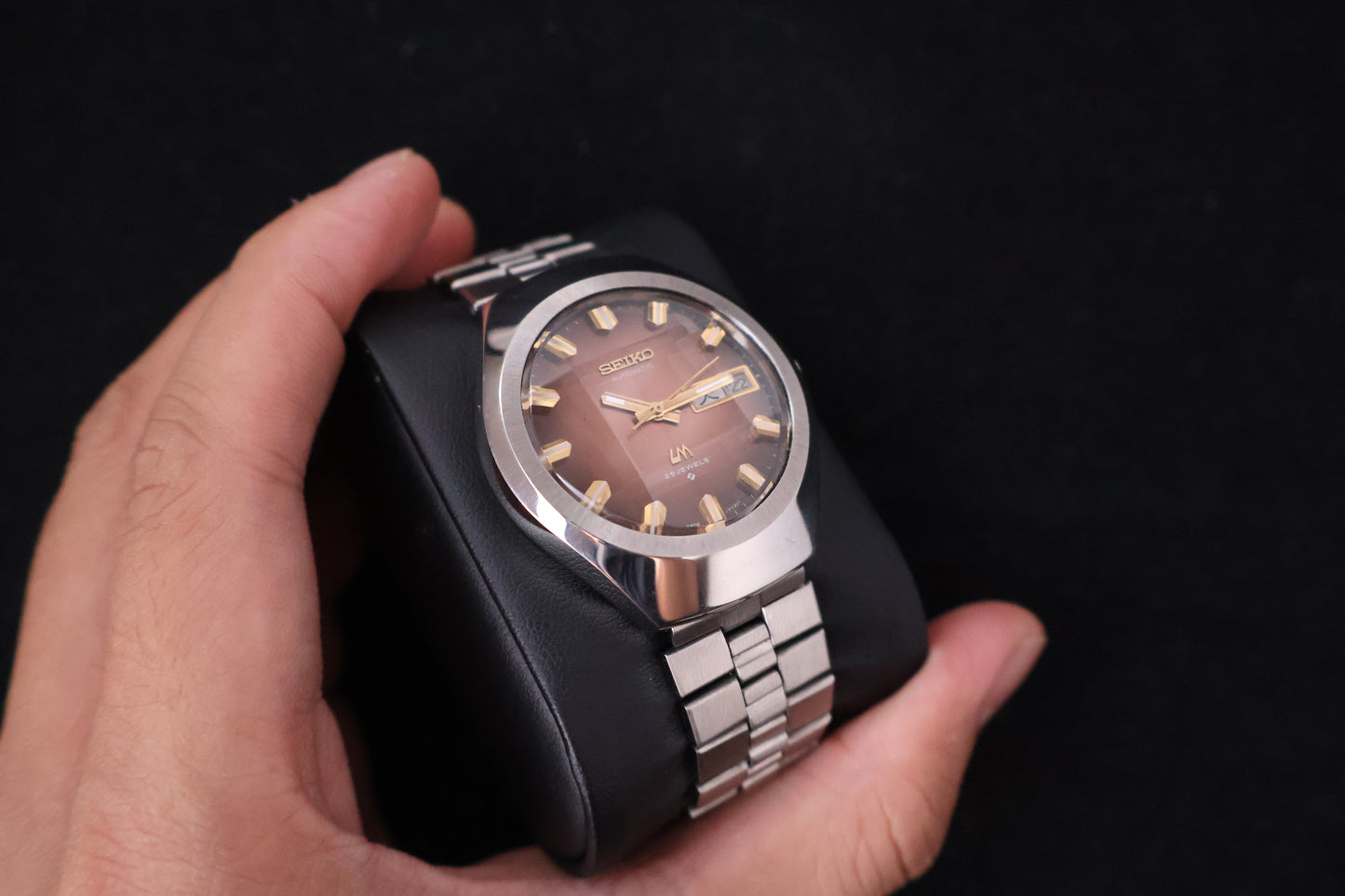 (SERVICED) Rare Vintage 1974 Seiko Lord Matic Brown Faceted 23 Jewels 5606-7360
