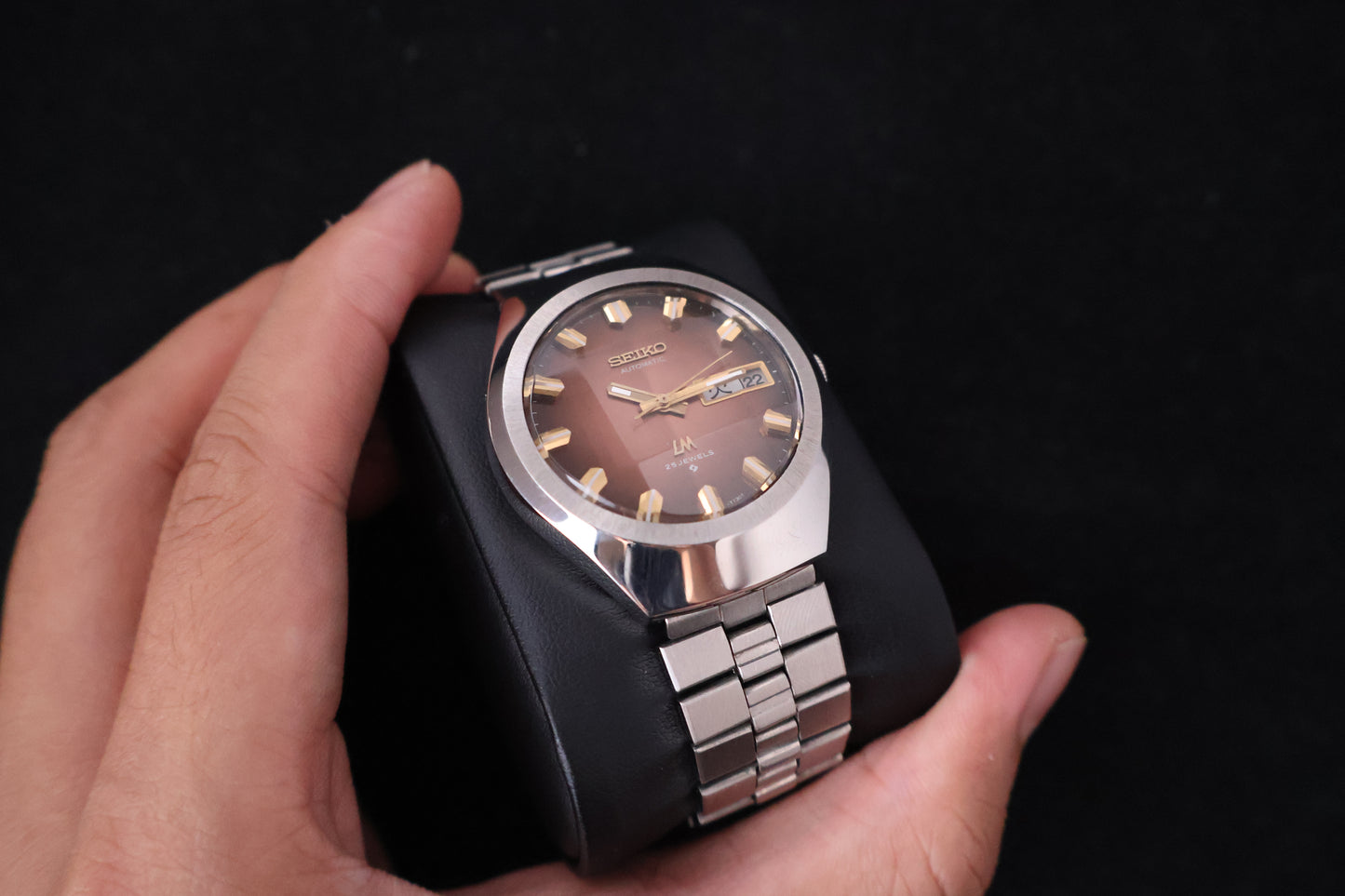 (SERVICED) Rare Vintage 1974 Seiko Lord Matic Brown Faceted 23 Jewels 5606-7360