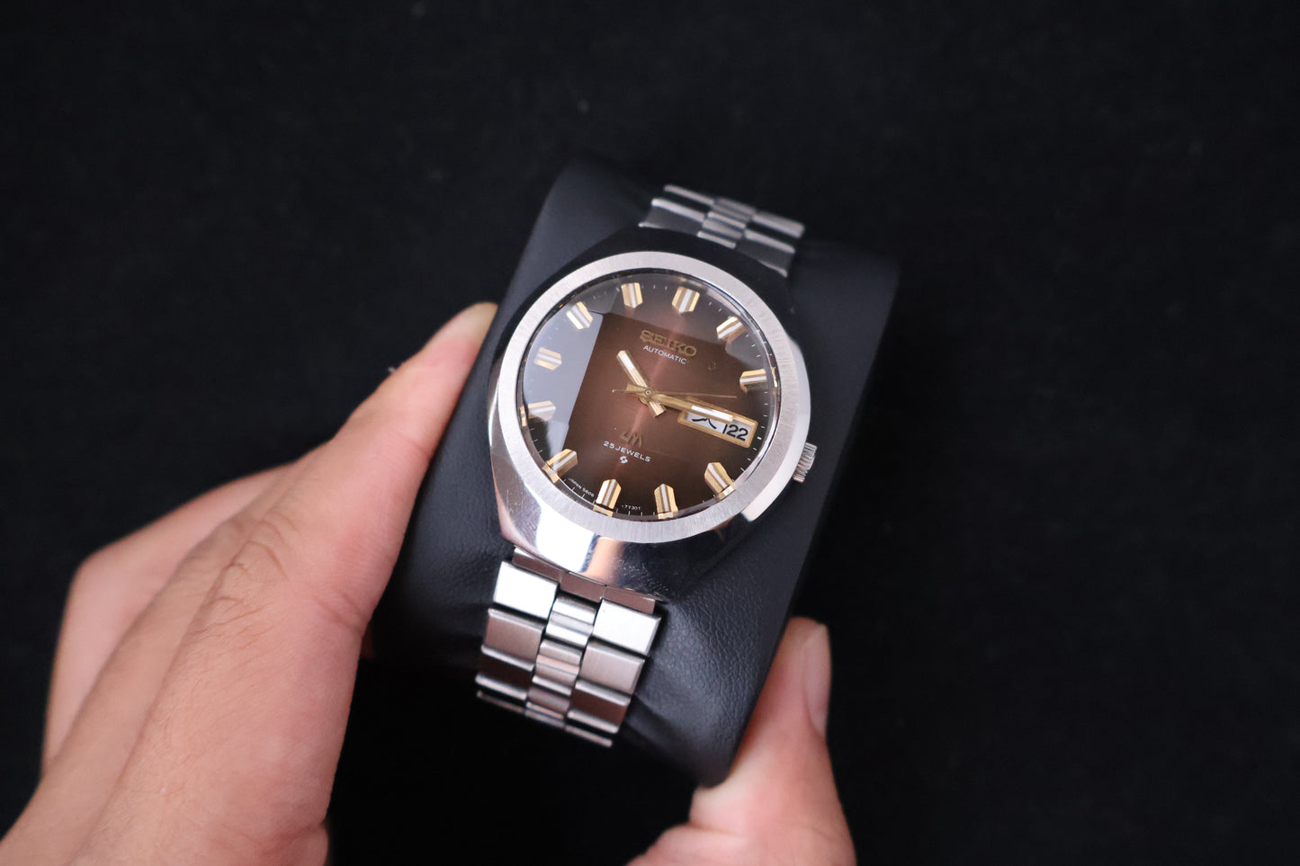 (SERVICED) Rare Vintage 1974 Seiko Lord Matic Brown Faceted 23 Jewels 5606-7360