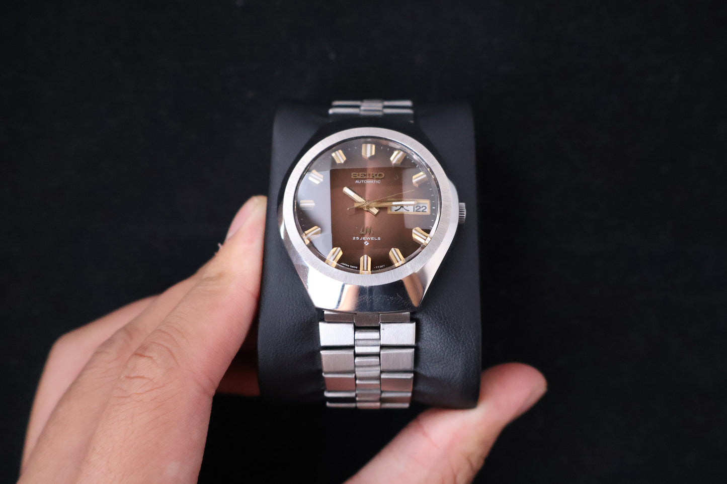(SERVICED) Rare Vintage 1974 Seiko Lord Matic Brown Faceted 23 Jewels 5606-7360