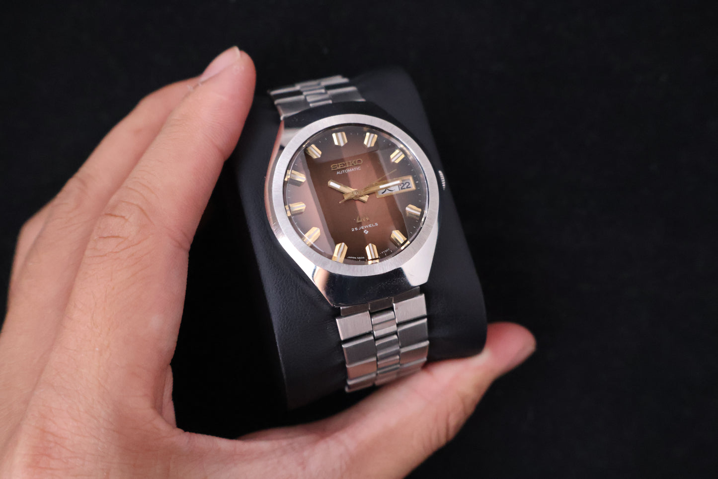 (SERVICED) Rare Vintage 1974 Seiko Lord Matic Brown Faceted 23 Jewels 5606-7360