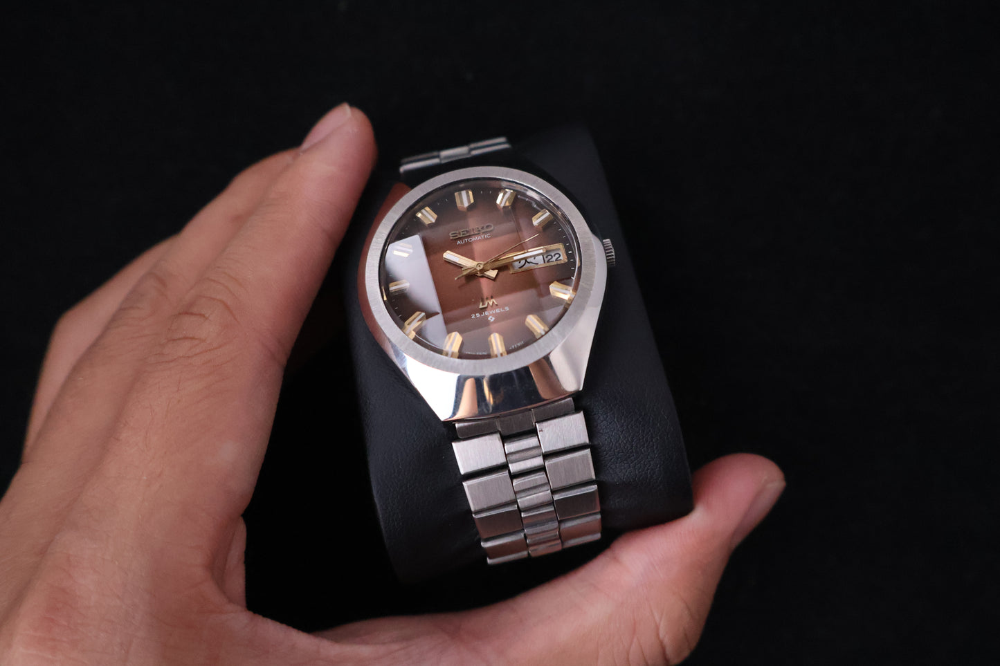 (SERVICED) Rare Vintage 1974 Seiko Lord Matic Brown Faceted 23 Jewels 5606-7360