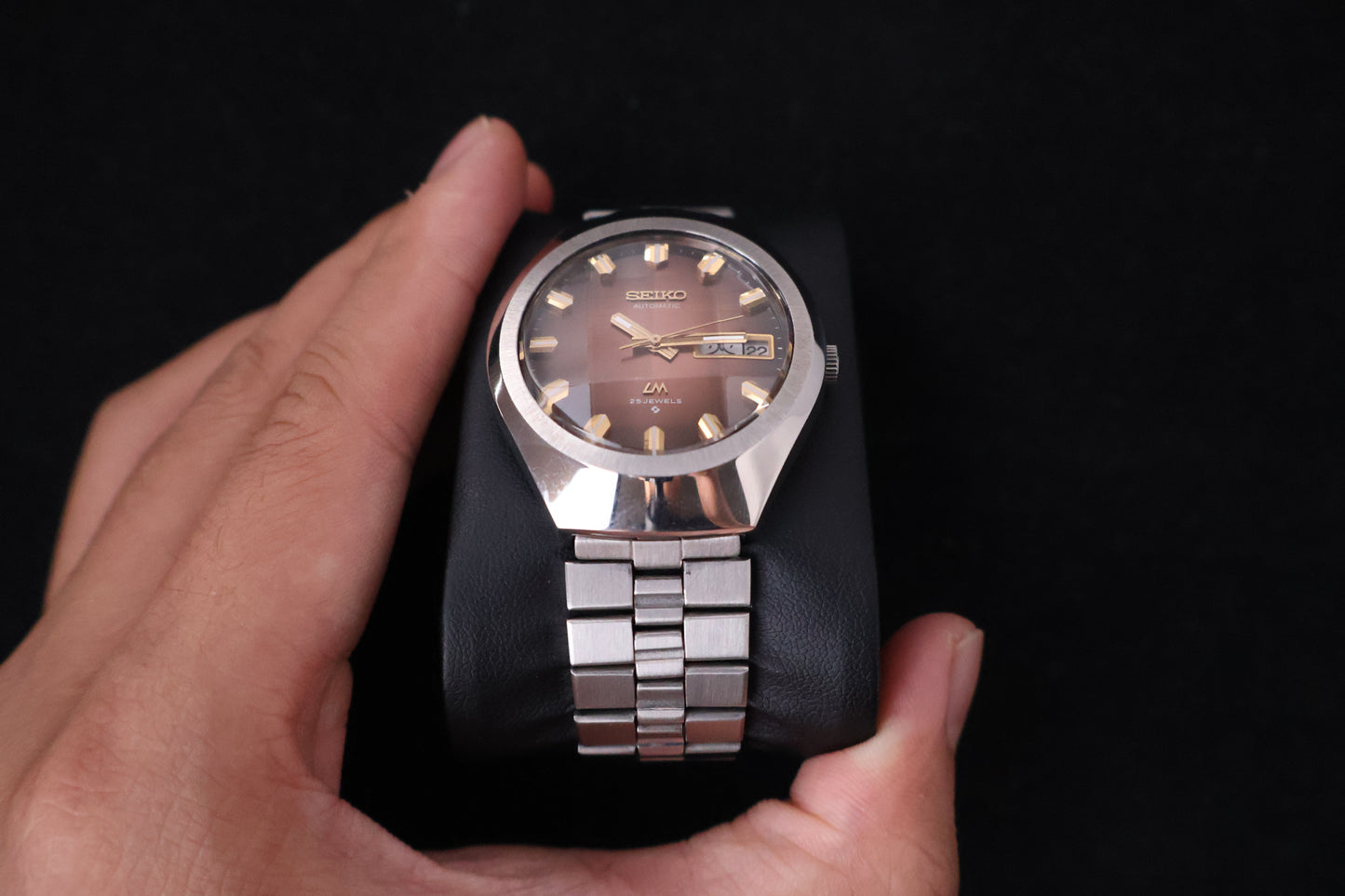(SERVICED) Rare Vintage 1974 Seiko Lord Matic Brown Faceted 23 Jewels 5606-7360