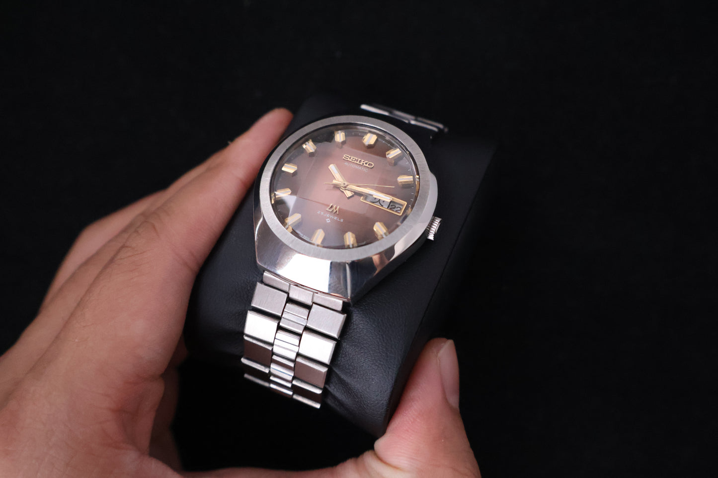 (SERVICED) Rare Vintage 1974 Seiko Lord Matic Brown Faceted 23 Jewels 5606-7360