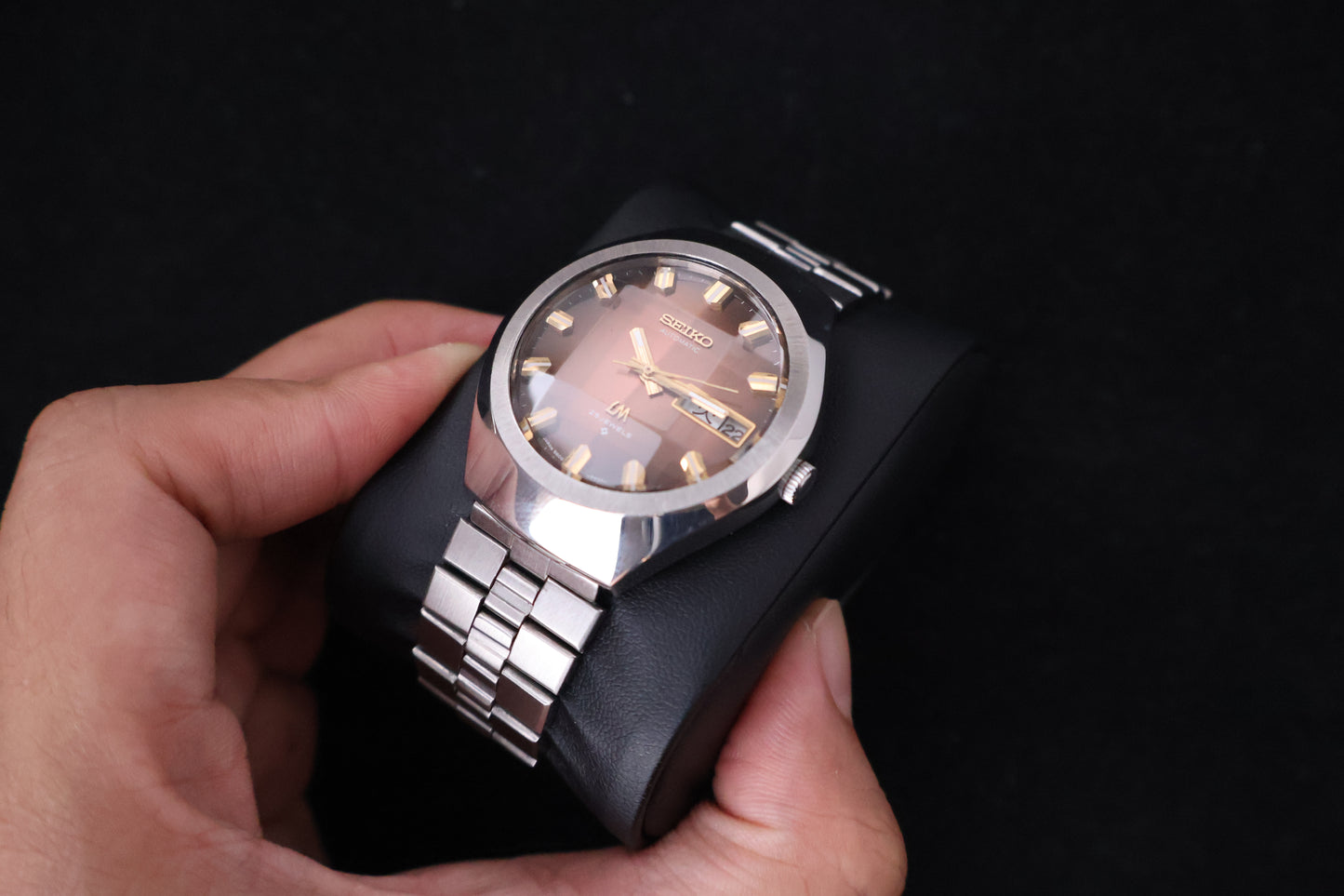 (SERVICED) Rare Vintage 1974 Seiko Lord Matic Brown Faceted 23 Jewels 5606-7360