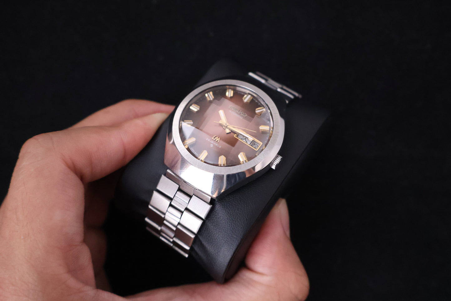 (SERVICED) Rare Vintage 1974 Seiko Lord Matic Brown Faceted 23 Jewels 5606-7360