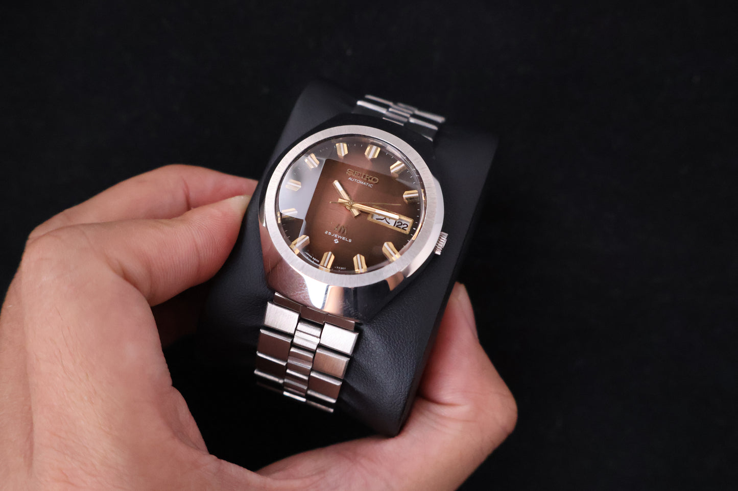 (SERVICED) Rare Vintage 1974 Seiko Lord Matic Brown Faceted 23 Jewels 5606-7360