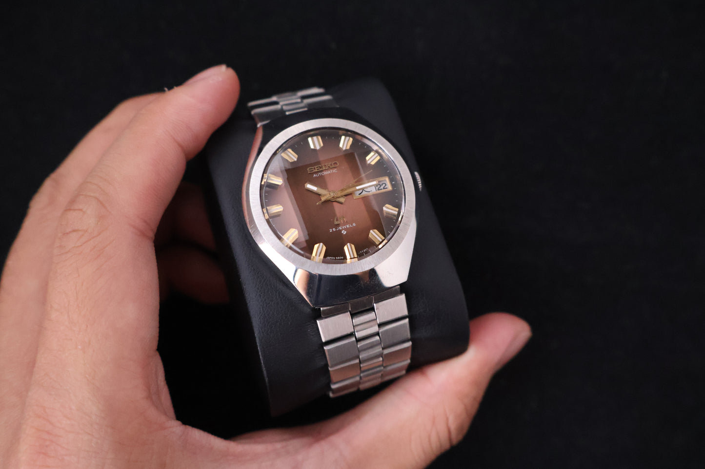 (SERVICED) Rare Vintage 1974 Seiko Lord Matic Brown Faceted 23 Jewels 5606-7360