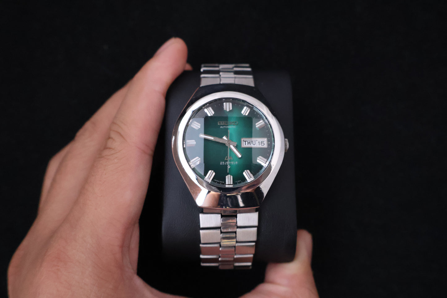 (SERVICED) Rare Vintage 1974 Seiko Lord Matic Green Faceted 23 Jewels 5606-7360