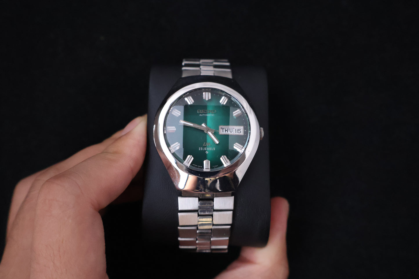 (SERVICED) Rare Vintage 1974 Seiko Lord Matic Green Faceted 23 Jewels 5606-7360