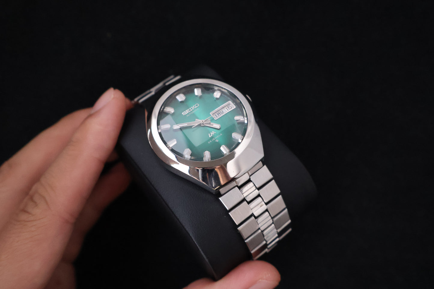 (SERVICED) Rare Vintage 1974 Seiko Lord Matic Green Faceted 23 Jewels 5606-7360