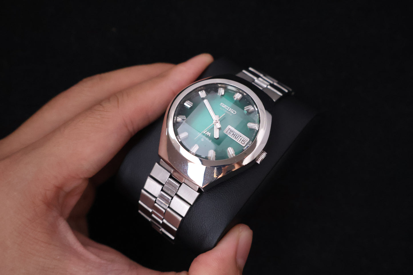 (SERVICED) Rare Vintage 1974 Seiko Lord Matic Green Faceted 23 Jewels 5606-7360