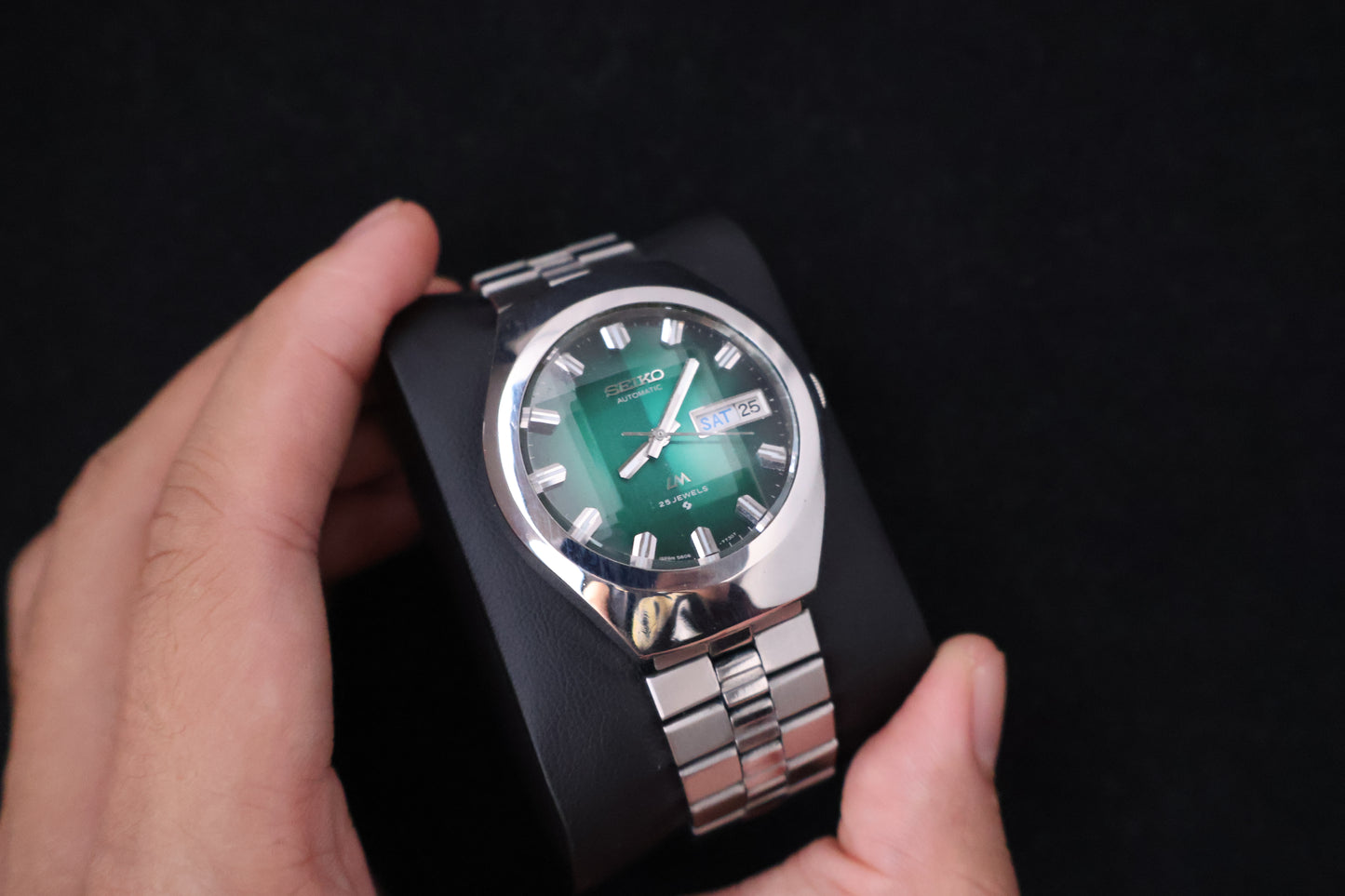 (SERVICED) Rare Vintage 1974 Seiko Lord Matic Emerald Green Faceted 23 Jewels 5606-7360