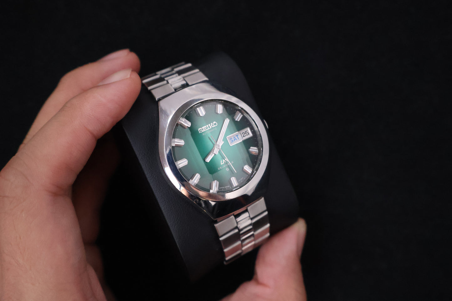 (SERVICED) Rare Vintage 1974 Seiko Lord Matic Emerald Green Faceted 23 Jewels 5606-7360