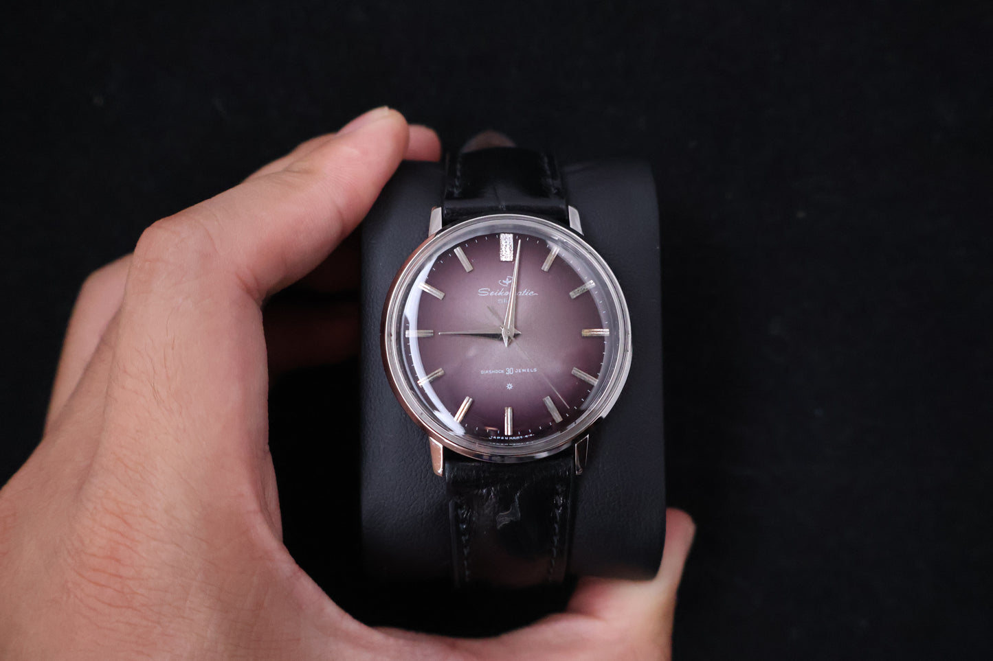 (SERVICED) Rare Vintage 1963 Seikomatic Slim Purple Dial Diashock 30 Jewels