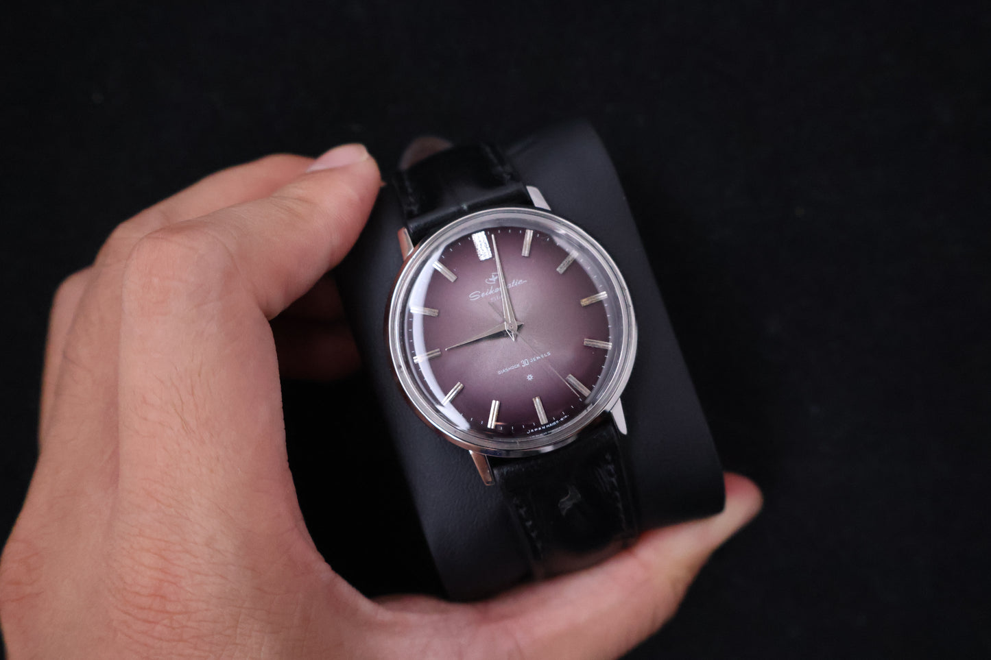 (SERVICED) Rare Vintage 1963 Seikomatic Slim Purple Dial Diashock 30 Jewels