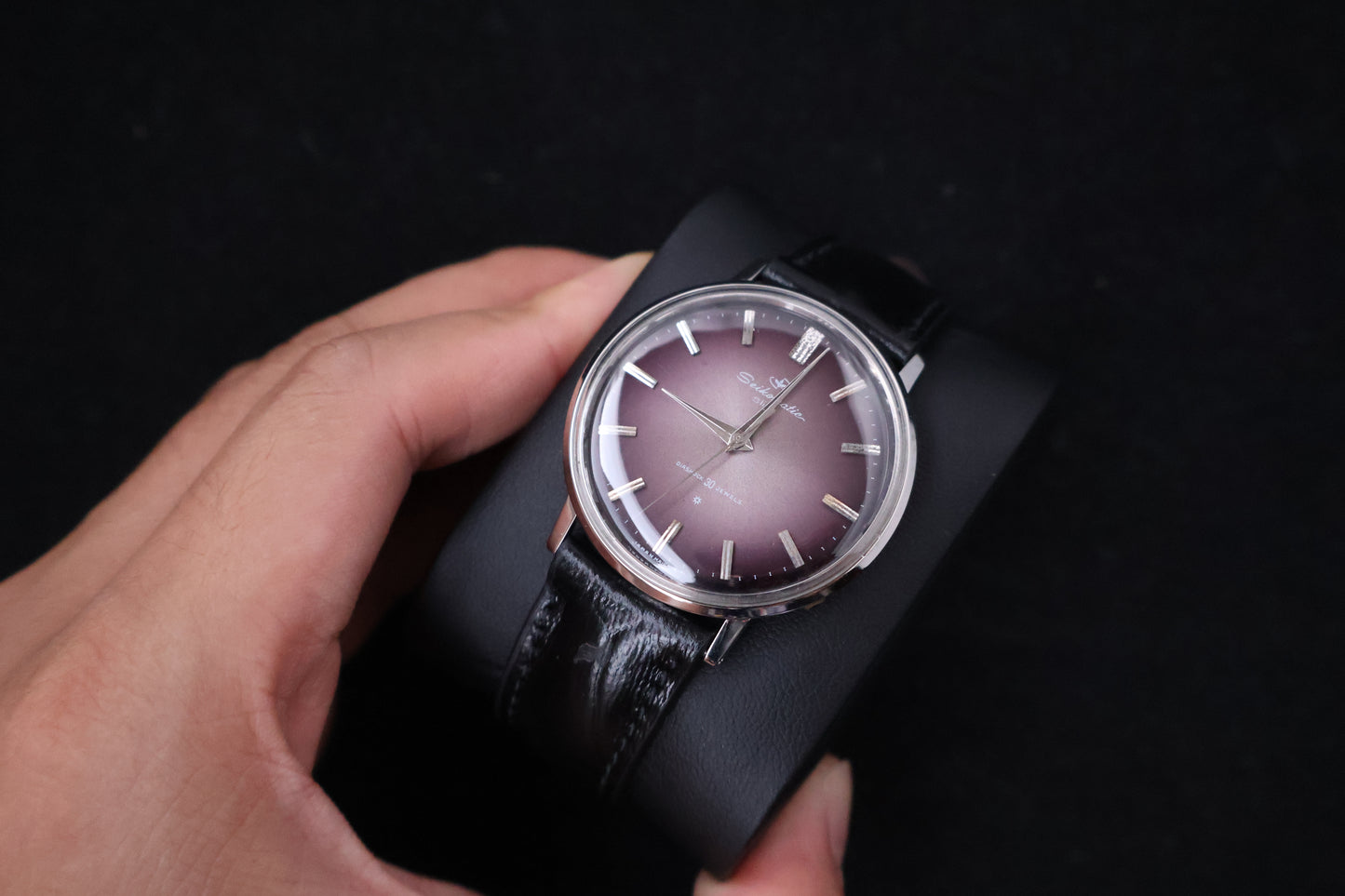 (SERVICED) Rare Vintage 1963 Seikomatic Slim Purple Dial Diashock 30 Jewels