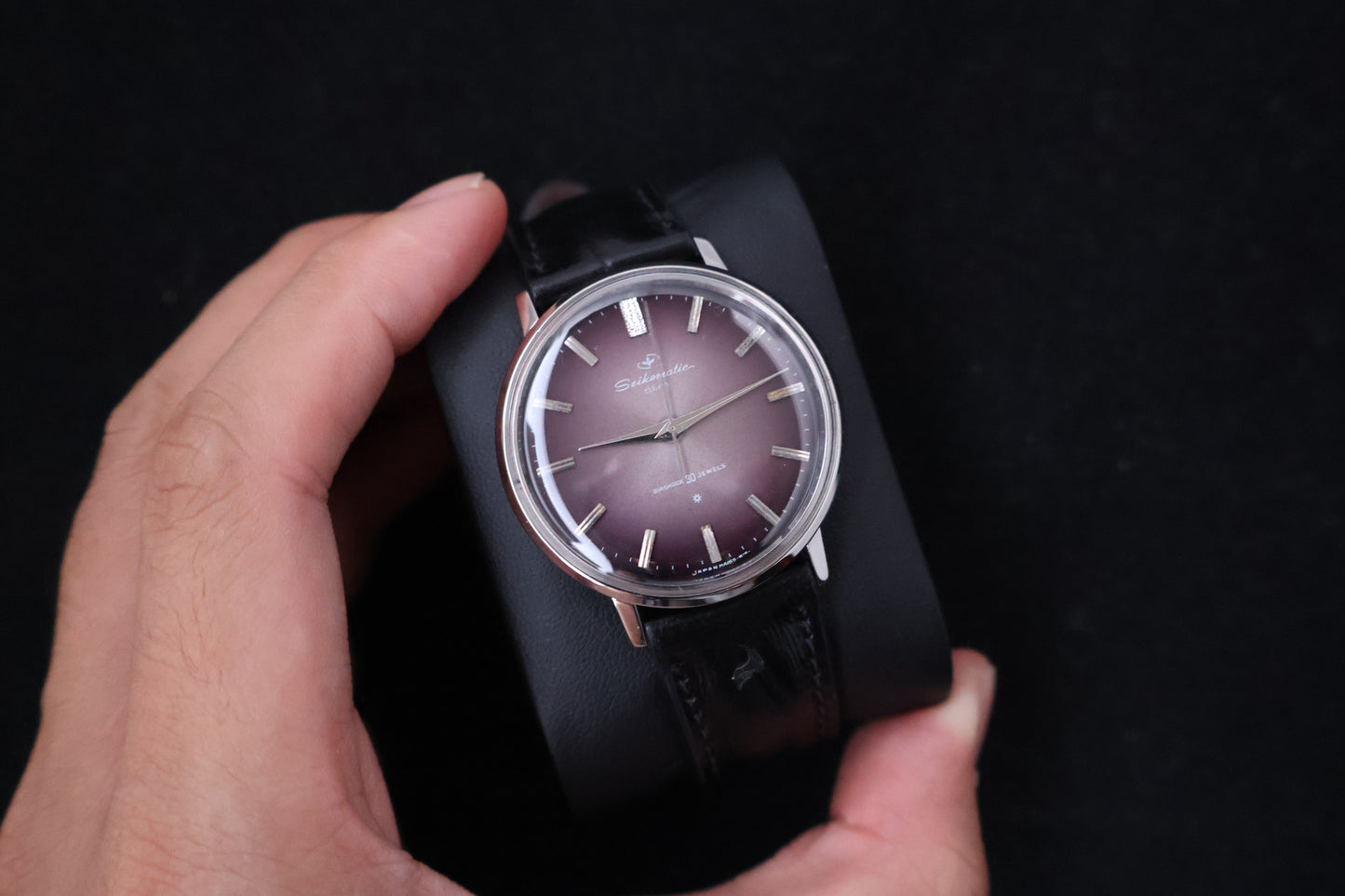 (SERVICED) Rare Vintage 1963 Seikomatic Slim Purple Dial Diashock 30 Jewels