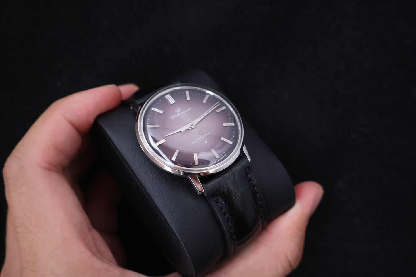 (SERVICED) Rare Vintage 1963 Seikomatic Slim Purple Dial Diashock 30 Jewels