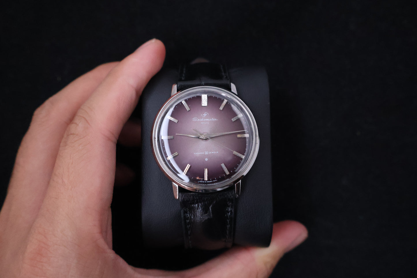 (SERVICED) Rare Vintage 1963 Seikomatic Slim Purple Dial Diashock 30 Jewels
