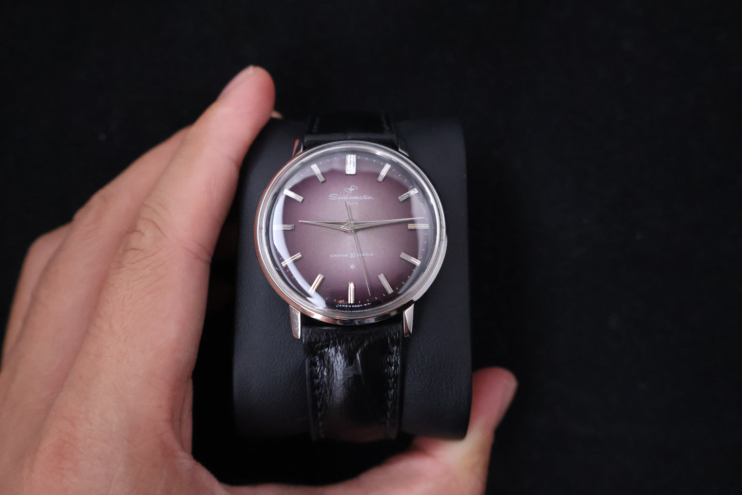 (SERVICED) Rare Vintage 1963 Seikomatic Slim Purple Dial Diashock 30 Jewels