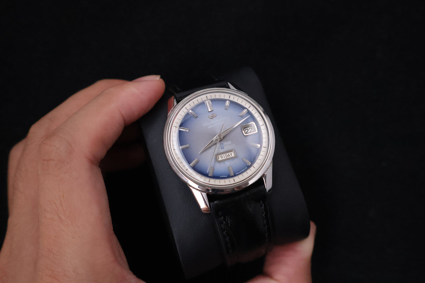 (SERVICED) Rare Vintage 1960s Seikomatic Weekdater Blue Dial 33 Jewels