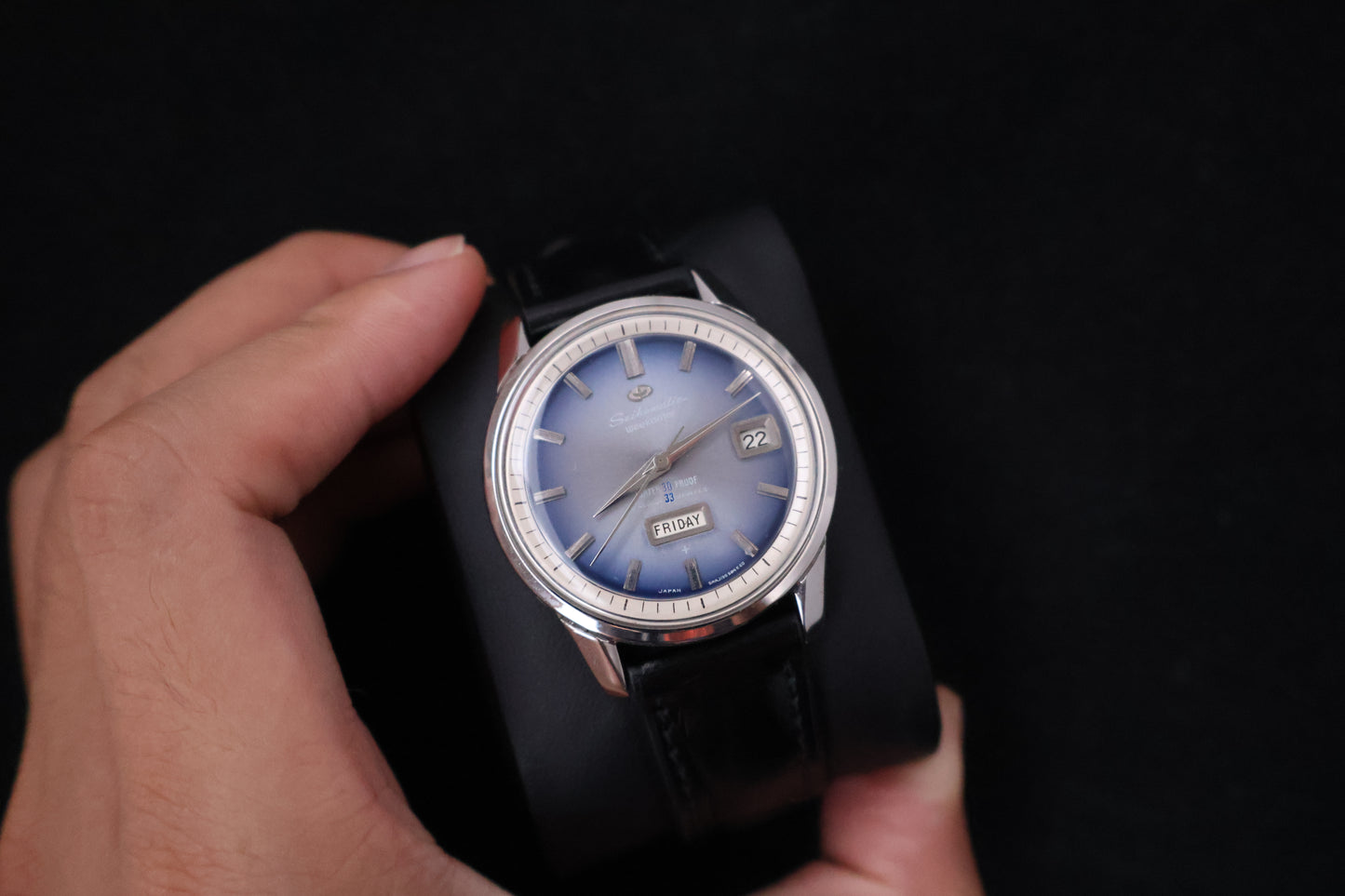 (SERVICED) Rare Vintage 1960s Seikomatic Weekdater Blue Dial 33 Jewels