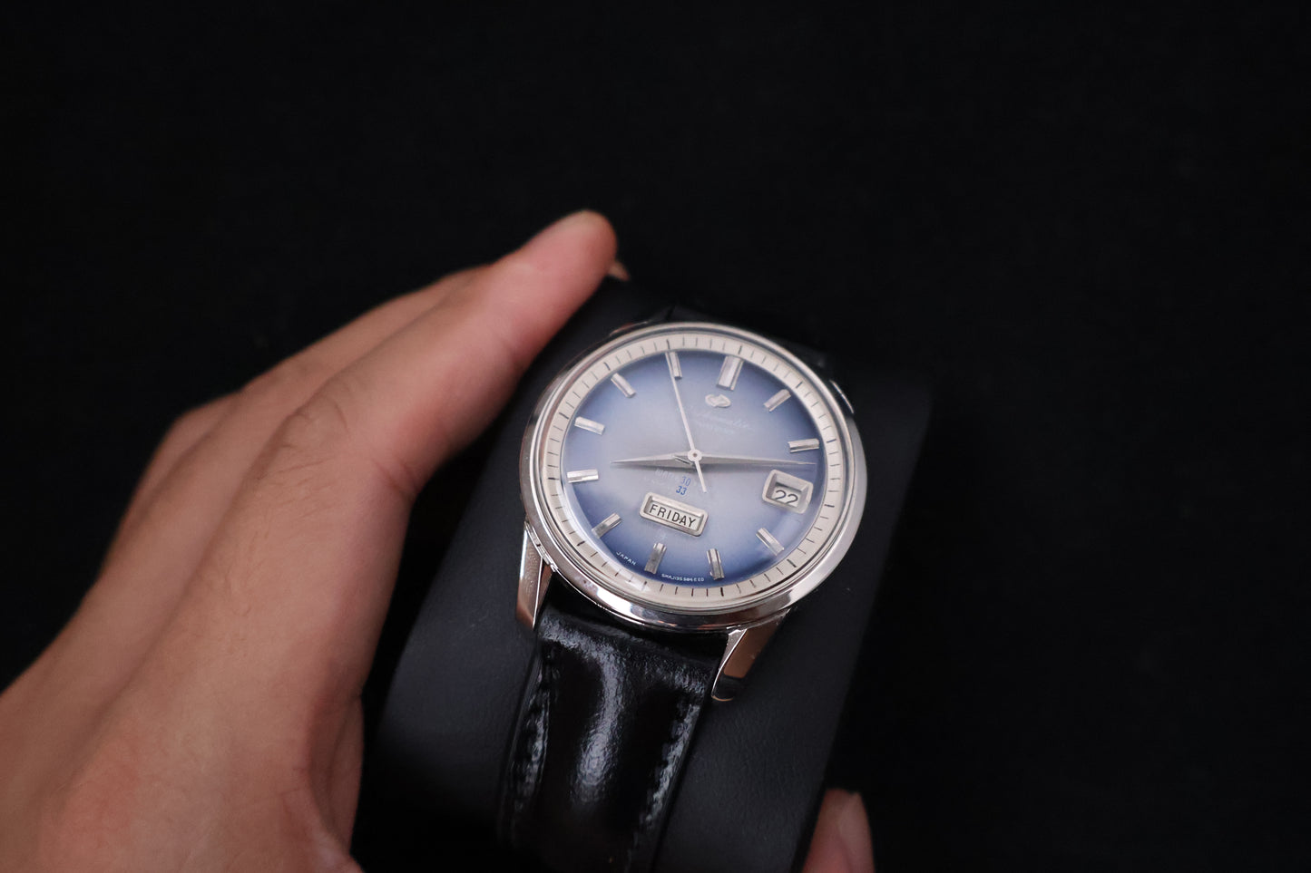 (SERVICED) Rare Vintage 1960s Seikomatic Weekdater Blue Dial 33 Jewels