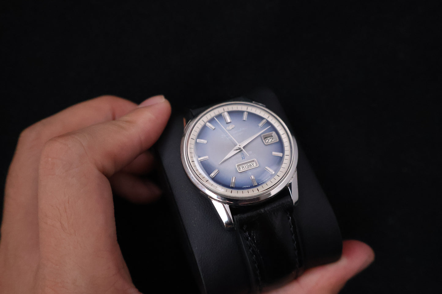 (SERVICED) Rare Vintage 1960s Seikomatic Weekdater Blue Dial 33 Jewels