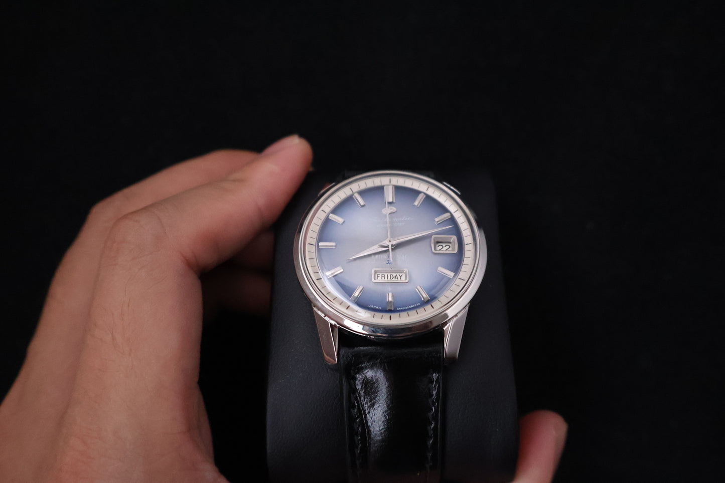 (SERVICED) Rare Vintage 1960s Seikomatic Weekdater Blue Dial 33 Jewels