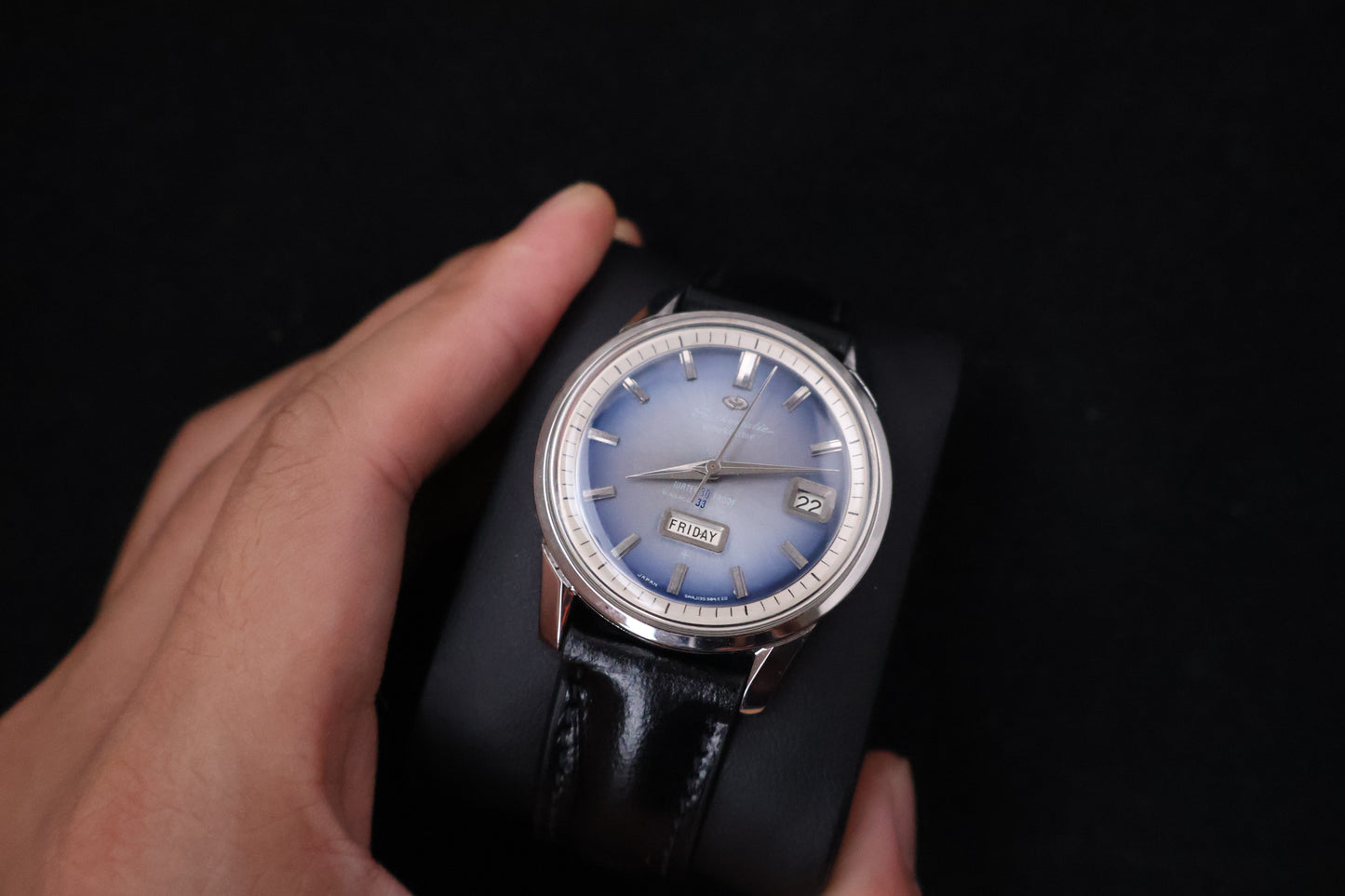 (SERVICED) Rare Vintage 1960s Seikomatic Weekdater Blue Dial 33 Jewels