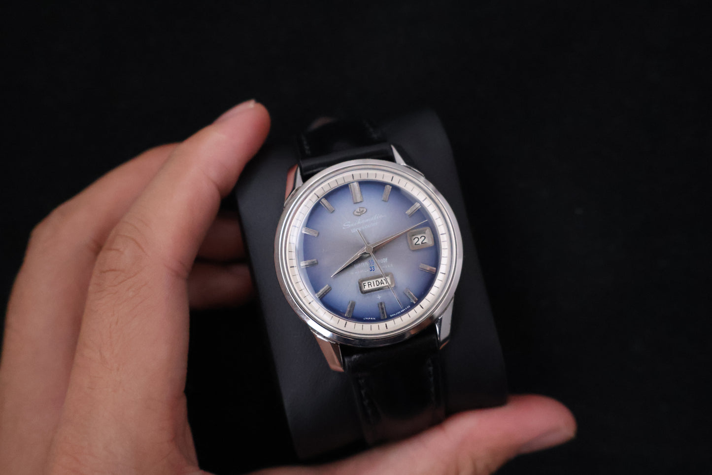 (SERVICED) Rare Vintage 1960s Seikomatic Weekdater Blue Dial 33 Jewels