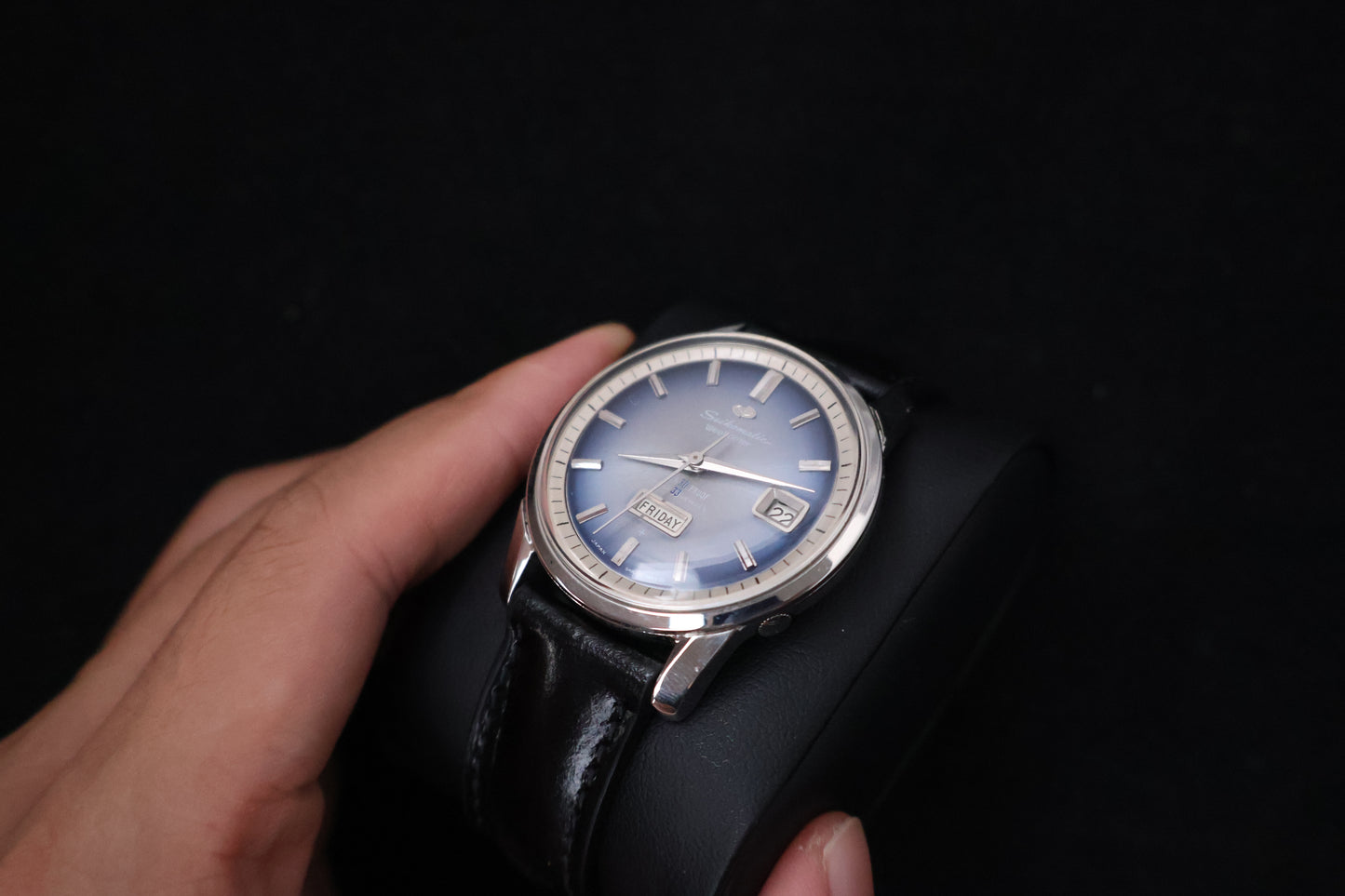 (SERVICED) Rare Vintage 1960s Seikomatic Weekdater Blue Dial 33 Jewels