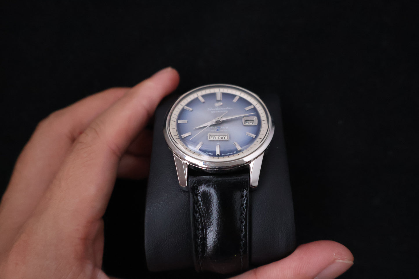 (SERVICED) Rare Vintage 1960s Seikomatic Weekdater Blue Dial 33 Jewels