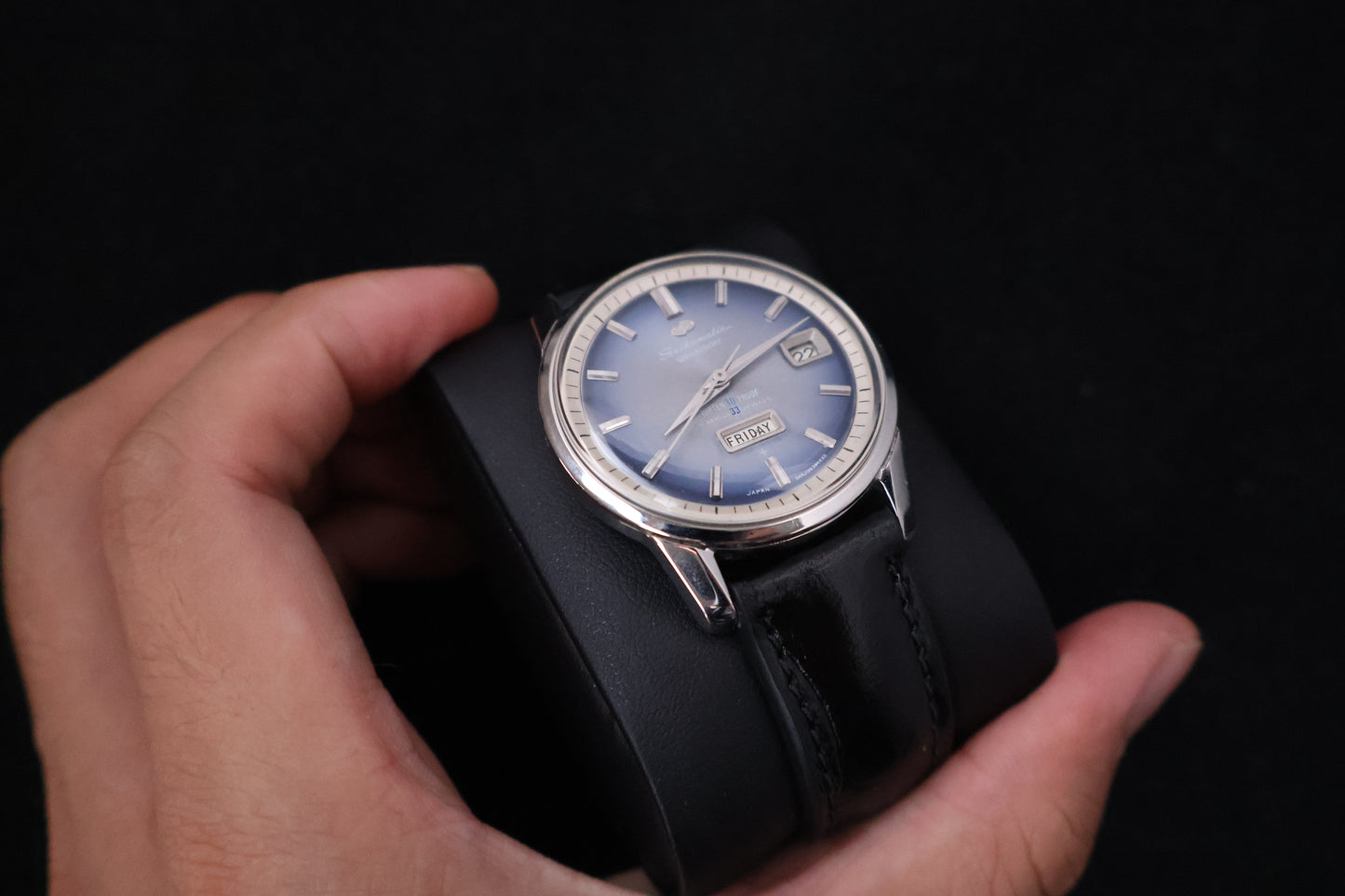 (SERVICED) Rare Vintage 1960s Seikomatic Weekdater Blue Dial 33 Jewels