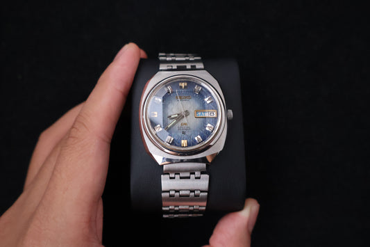 (SERVICED) Rare Vintage 1973 Seiko Lord Matic LM Special Blue Faceted 23 Jewels 5216-6000