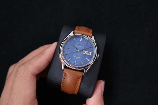 (SERVICED) Rare Vintage 1974 Seiko Lord Matic LM Blue Dial 23 Jewels 5606-8050