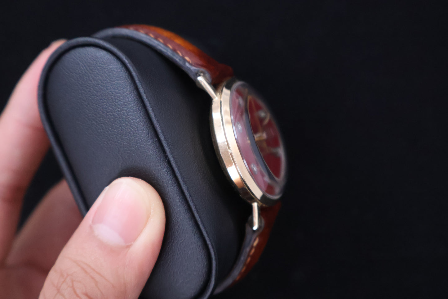 (SERVICED) Rare Longines Admiral 5-Star - Oxblood Red Diamond Dial - 10K GF