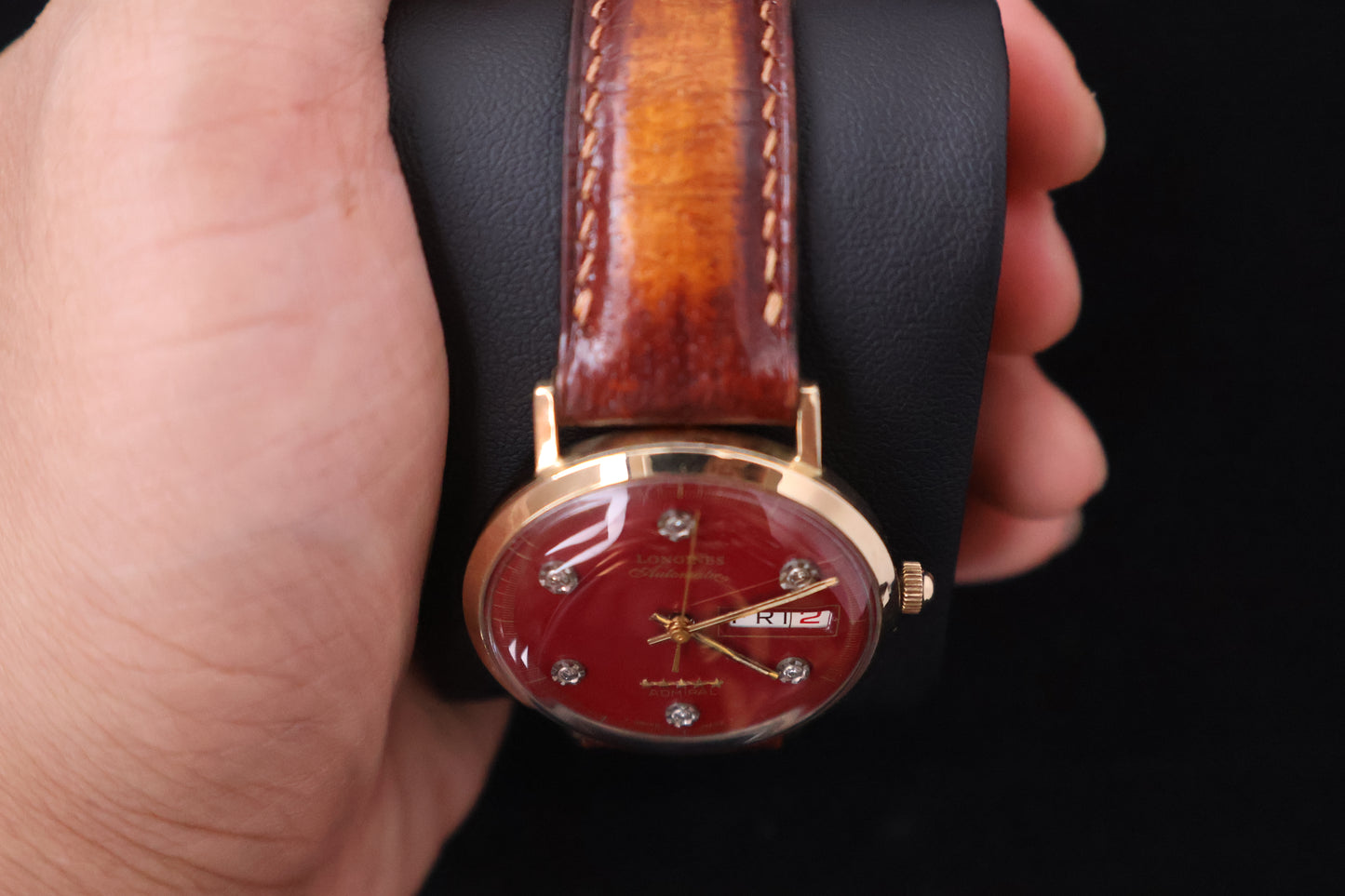 (SERVICED) Rare Longines Admiral 5-Star - Oxblood Red Diamond Dial - 10K GF